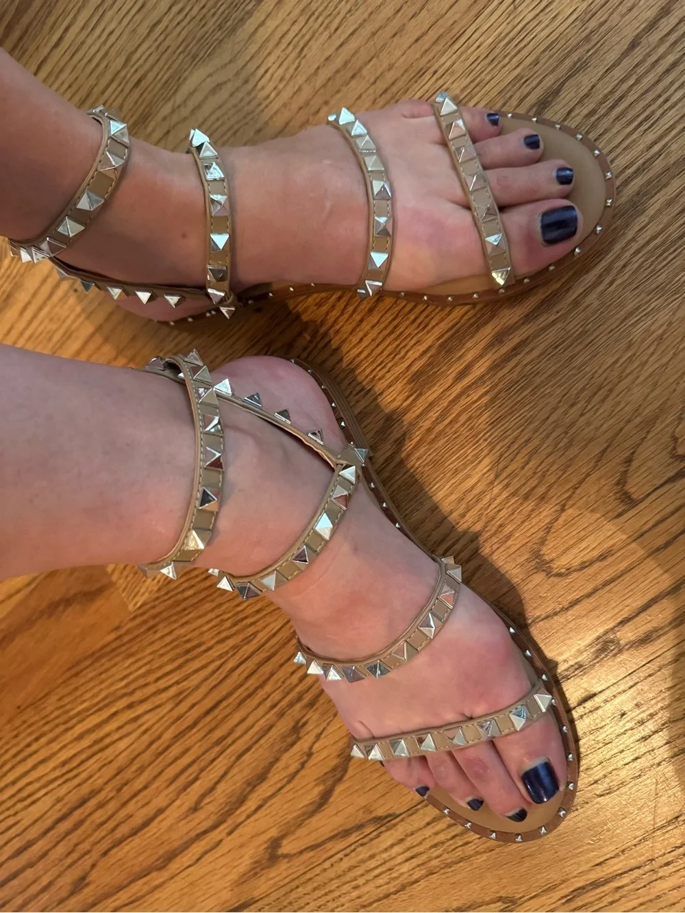 Steve Madden Studded Taupe Strappy Women's Sandals-size 8